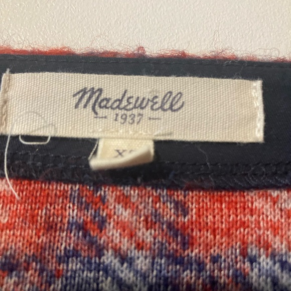 MADEWELL Sweater Brushed Plaid Wool Blend Pullover with Pockets Women's Size Xs - Picture 4 of 5